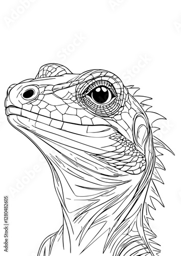 Realistic Lizard Illustration – Black and White Reptile Drawing for Tattoos, Science, and Printable Wildlife Art