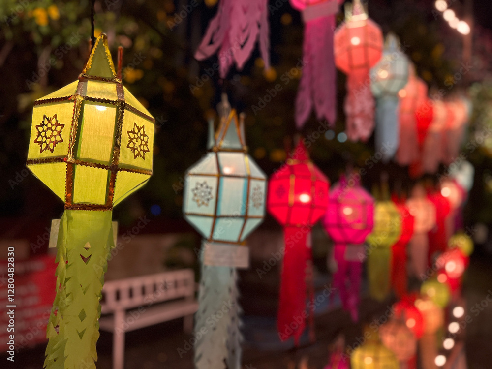 Lanterns at Wat Muen Tum Buddhist temple in Chiang Mai