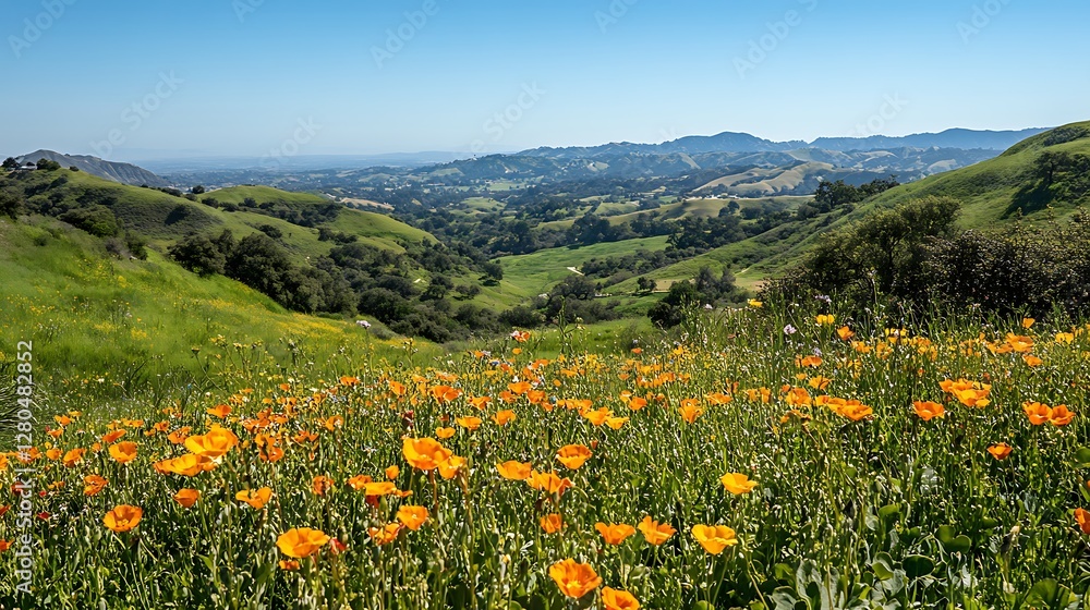 rolling green hills with colorful wildflower fields image rolling green hills with colorful wildflower fields image