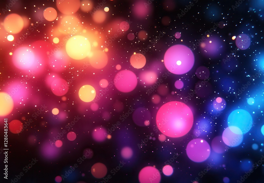 Vibrant Colorful Bokeh Lights on a Dark Background Creating a Magical and Whimsical Atmosphere for Celebrations and Festive Occasions Vibrant Colorful Bokeh Lights on a Dark Background Creating a Magical and Whimsical Atmosphere for Celebrations and Festive Occasions