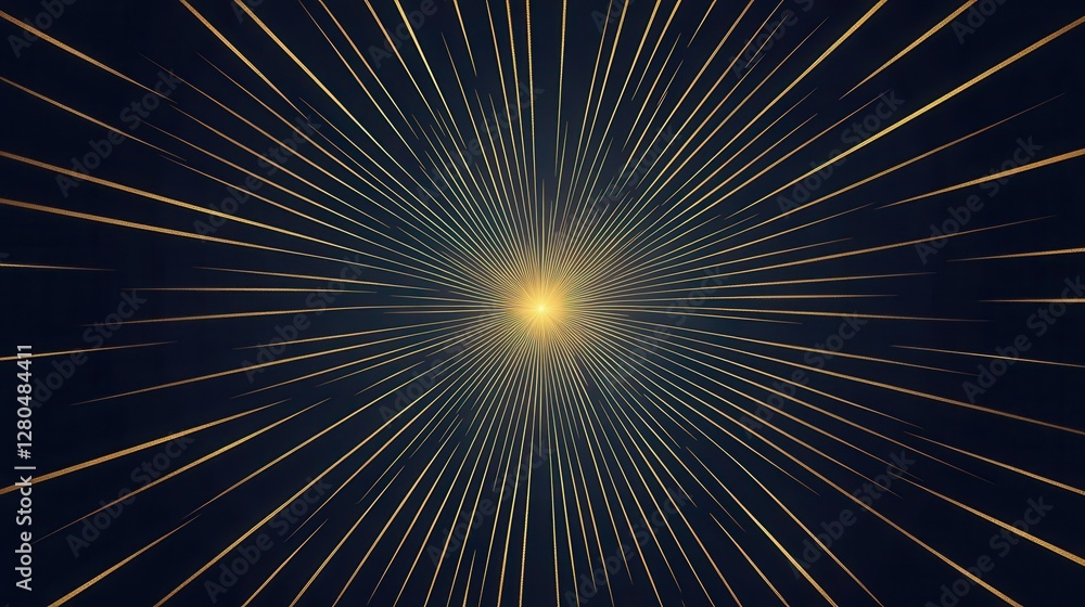 Fototapeta premium Radiating Light Burst with Golden Stripes Against Dark Background