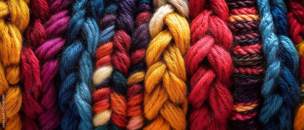Colorful Braided Textiles in Various Shades and Patterns
