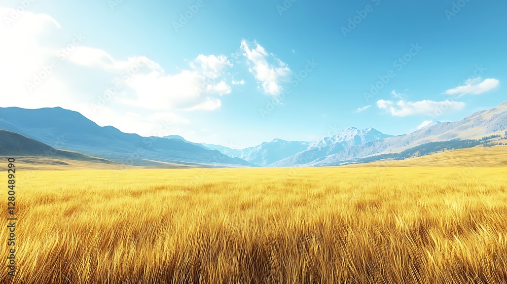 mountain landscape with golden fields and autumn trees image mountain landscape with golden fields and autumn trees image
