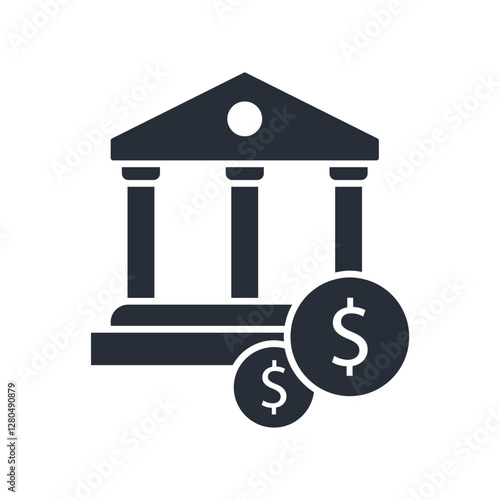 Bank icons isolated on White Background. Flat style design