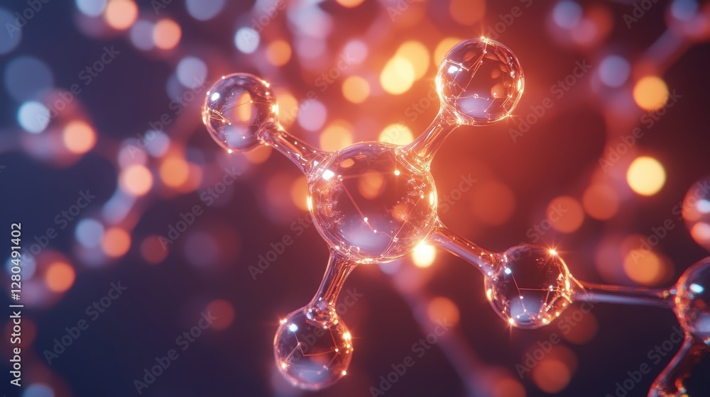 Molecular Universe: A captivating, close-up perspective on a sparkling molecular structure, showcasing the intricate beauty of science and technology in a stunning, vibrant display. Molecular Universe: A captivating, close-up perspective on a sparkling molecular structure, showcasing the intricate beauty of science and technology in a stunning, vibrant display.