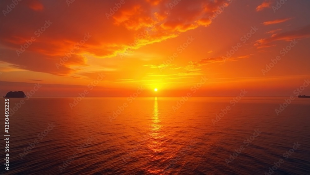 Golden hour reflections: A serene ocean sunset with vibrant colors Golden hour reflections: A serene ocean sunset with vibrant colors