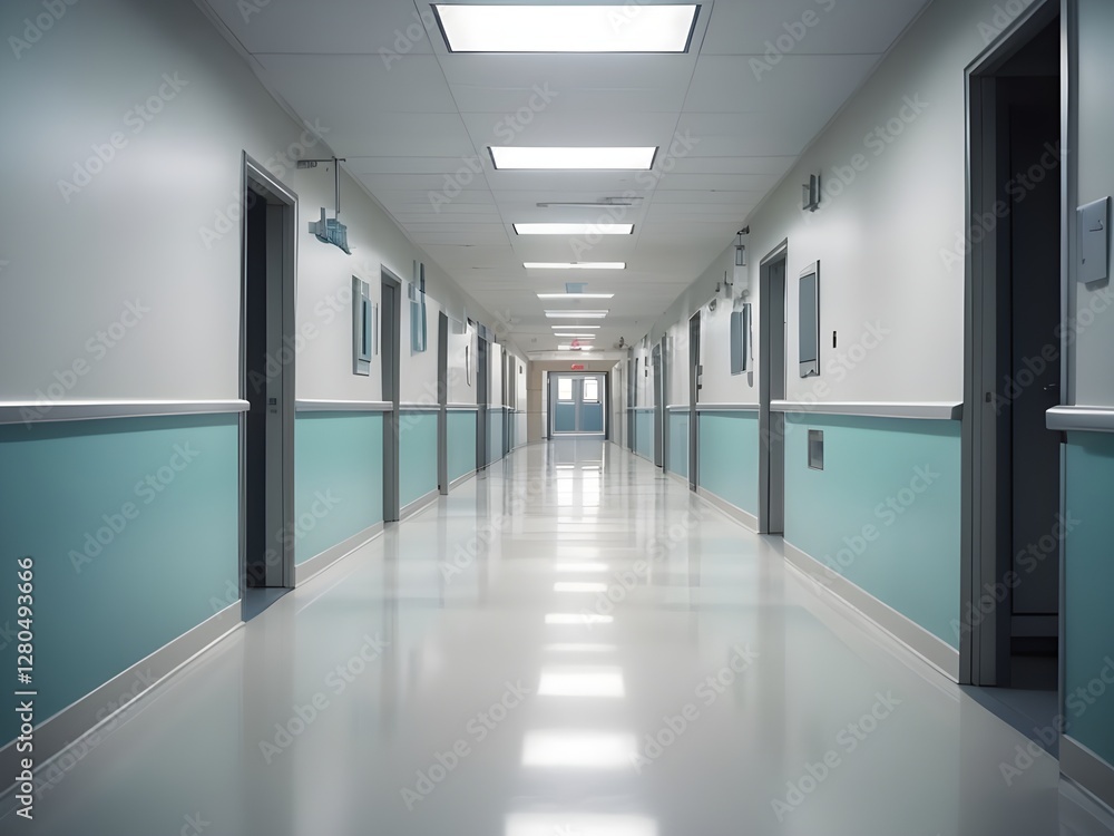 Fototapeta premium Photo Empty hospital hallway corridor Background