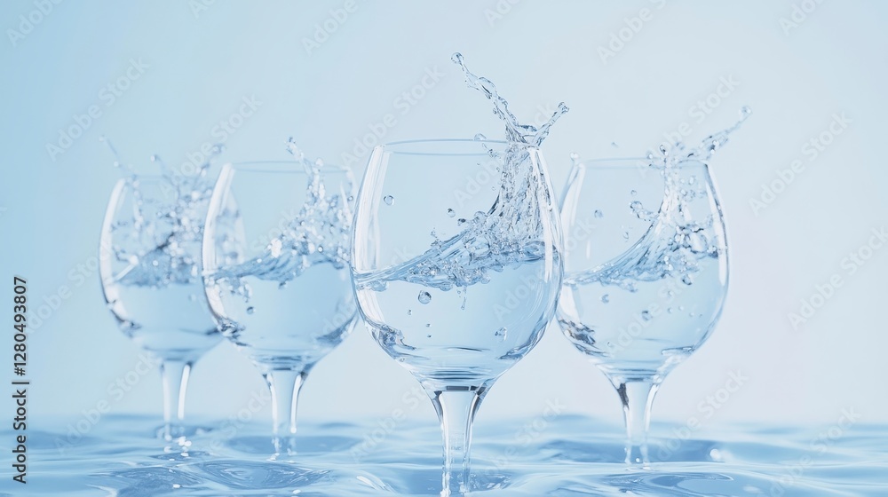 Obraz premium Elegant Water Splash Glasses