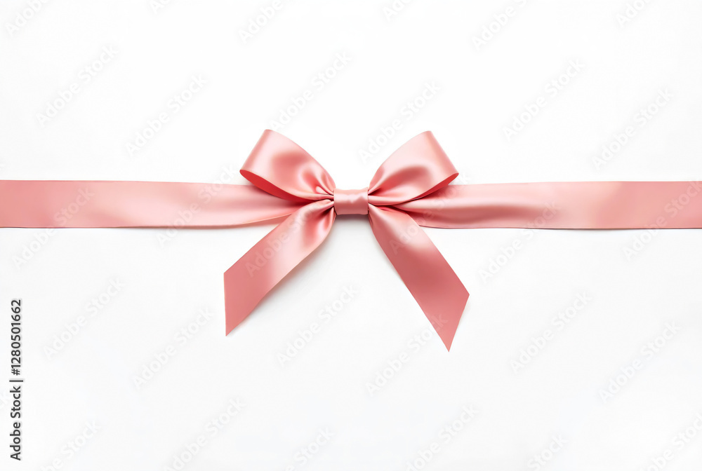 Pink satin ribbon on white background, for gift wrapping. Pink satin ribbon on white background, for gift wrapping.