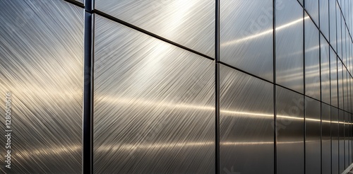 Wallpaper Mural Reflective Metal Wall Panels with Diagonal Brushed Texture and Sunlight Glare Torontodigital.ca