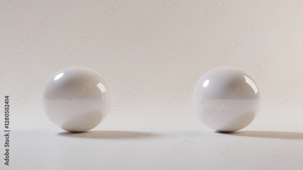 Glossy White Spheres on a Minimalist Background for Modern Design Glossy White Spheres on a Minimalist Background for Modern Design