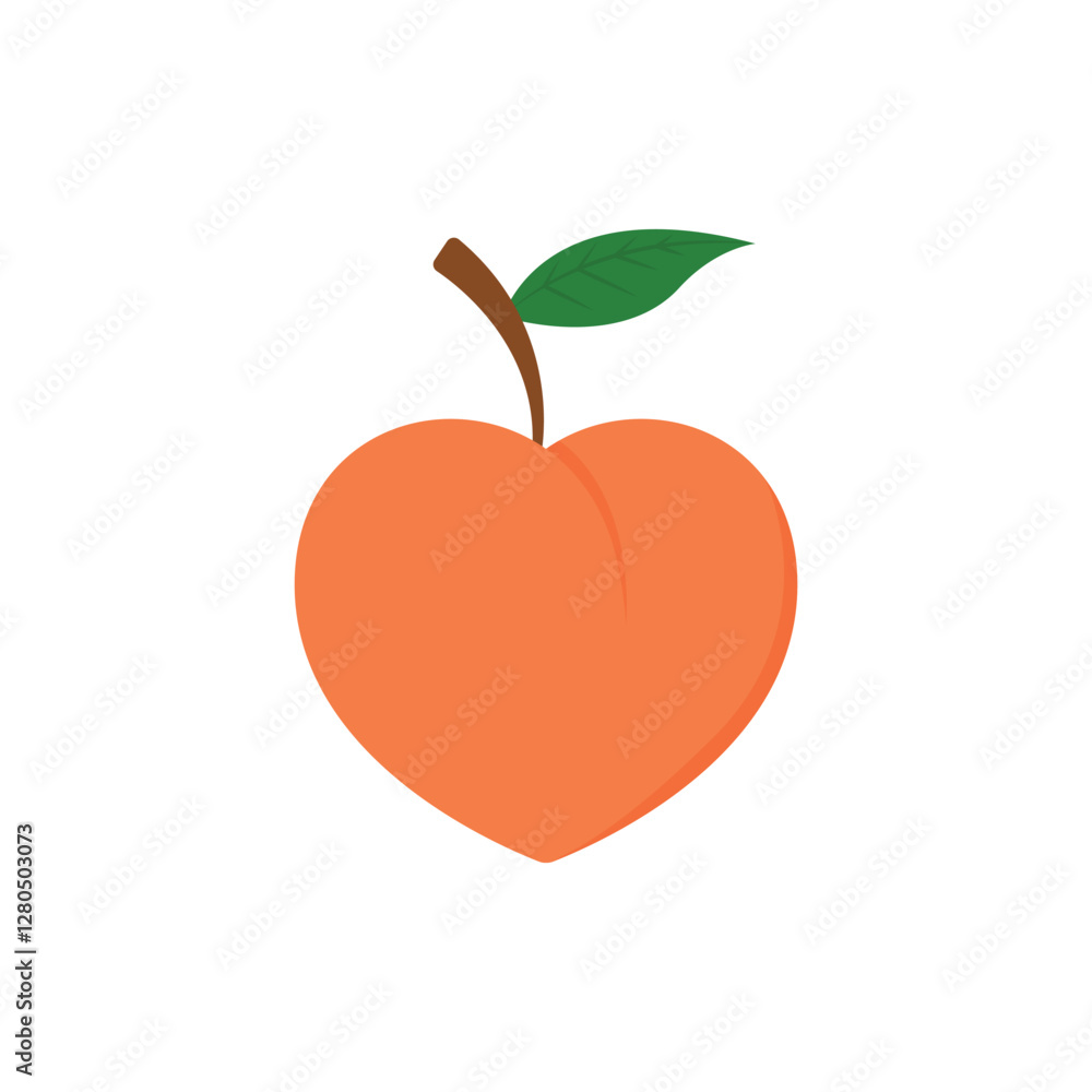 Fototapeta premium peach fruit cute cartoon emoji vector design flat style template