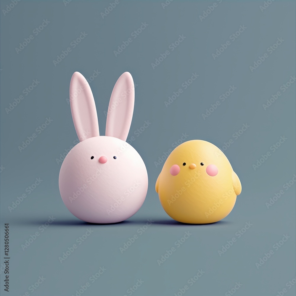 Easter bunny and hope concept. Cute bunny and chick characters on a soft background. Easter bunny and hope concept. Cute bunny and chick characters on a soft background.
