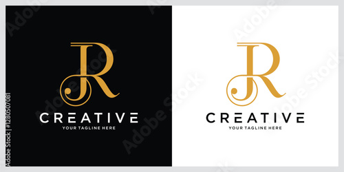 Initial letter JR, RJ logo vector, Creative Lettering Logo Vector Illustration.