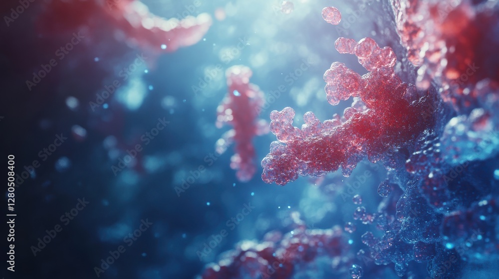 Fototapeta premium Microscopic World: An abstract representation of microscopic organisms, featuring vibrant colors, intricate structures, and a sense of scientific curiosity