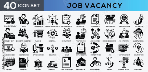 Job Vacancy Black Glyph Icon Collection