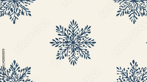 Intricate Blue Floral Pattern on Soft Cream Background Design