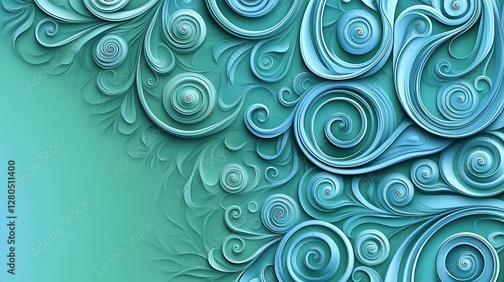 Abstract Teal Swirls And Spirals Design Abstract Teal Swirls And Spirals Design