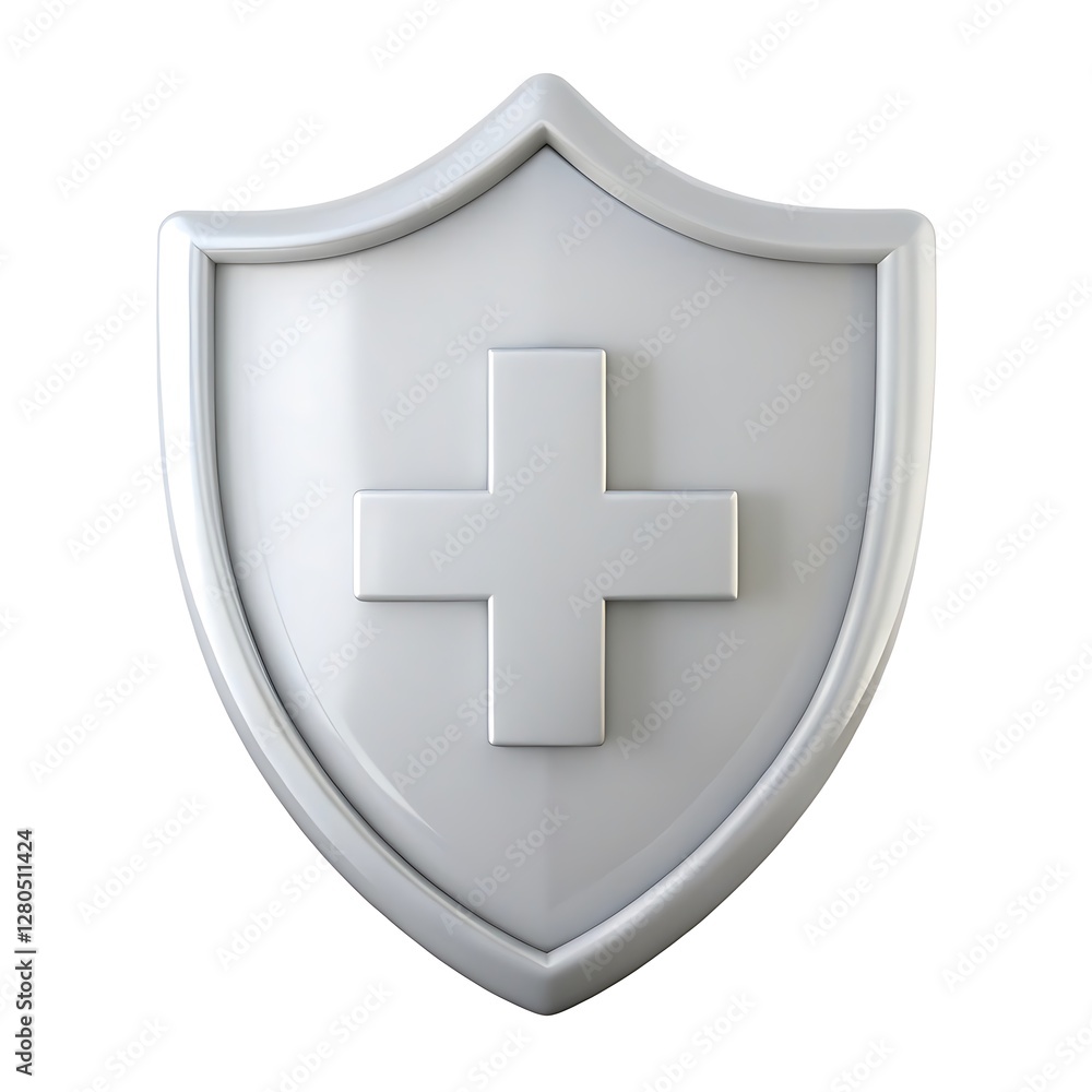 Fototapeta premium 3d shield with cross on white background. 3d 
