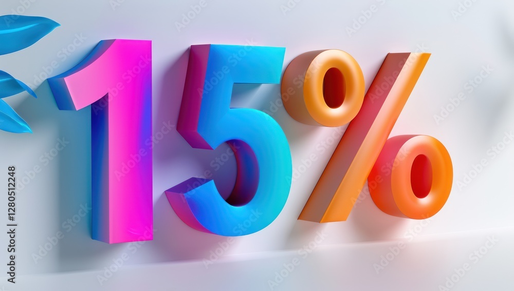 15% Off Discount in 3D Style
