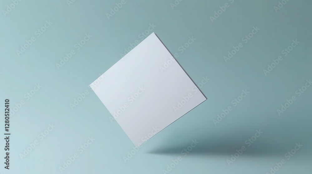 Floating Blank Square on Light Blue Background for Creative Design Floating Blank Square on Light Blue Background for Creative Design