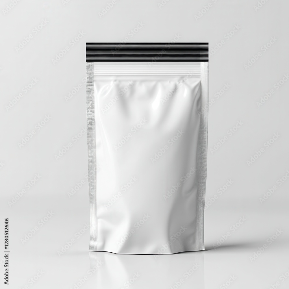 Empty White Stand-Up Pouch Sealed Packaging for Products Display Empty White Stand-Up Pouch Sealed Packaging for Products Display
