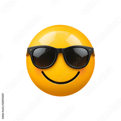 Cool Smiley Face Emoji with Sunglasses isolated on transparent background
