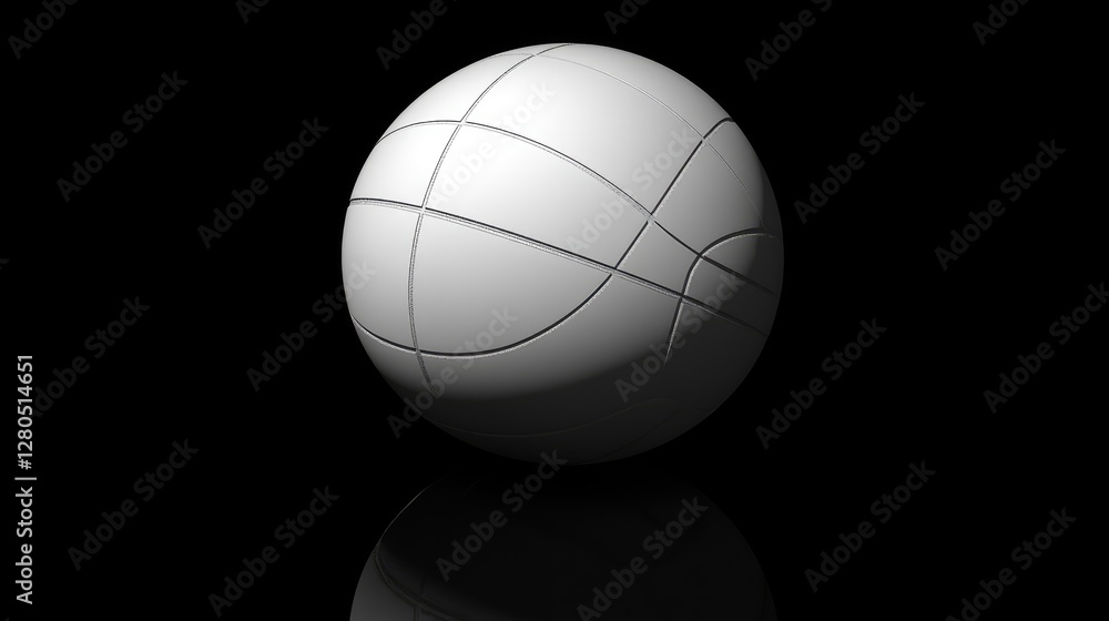 Fototapeta premium Blank volleyball for graphic designers, smooth surface with customizable paneling, neutral top-down lighting.