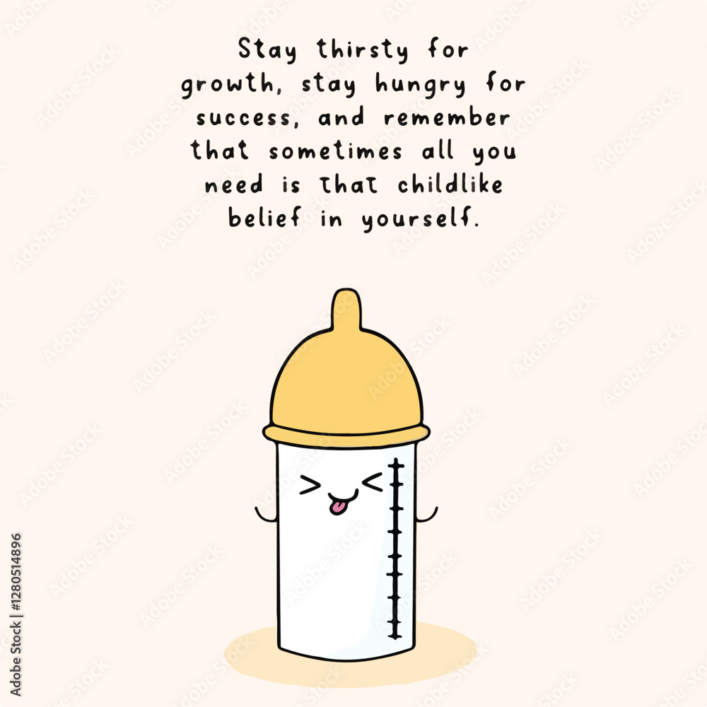 A cute digital illustration of a cute baby pacifier, accompanied by an uplifting message about resilience and support, the image features a pastel colored background and hand-drawn text.