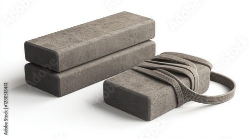 Simple Concrete Blocks with Fabric Straps for Fitness Training Use photo