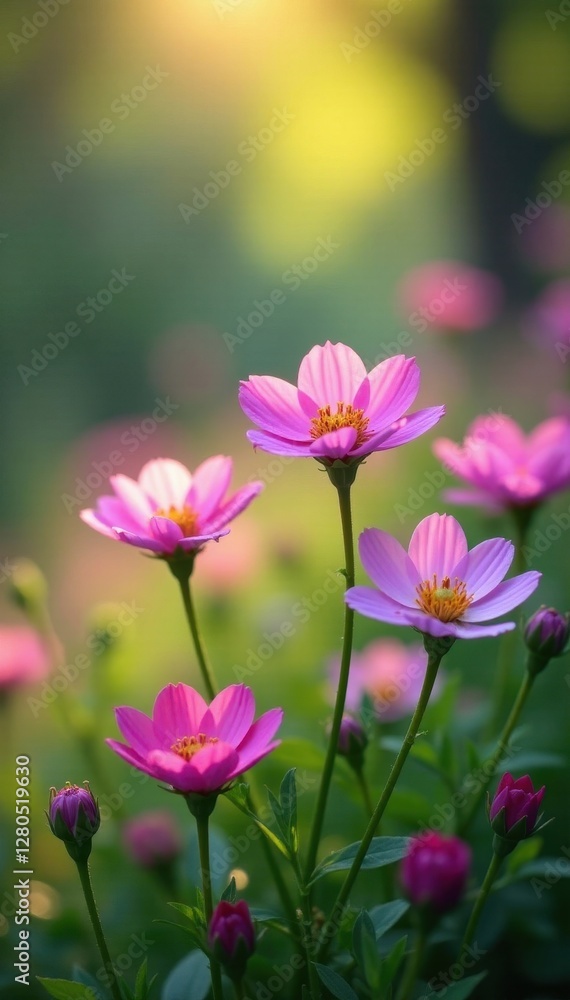 Lush pink and purple wildflowers with soft bokeh, texture, dreamy, outdoor Lush pink and purple wildflowers with soft bokeh, texture, dreamy, outdoor