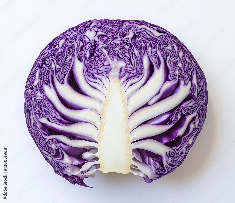 Fototapeta premium Vibrant Purple Cabbage Slice