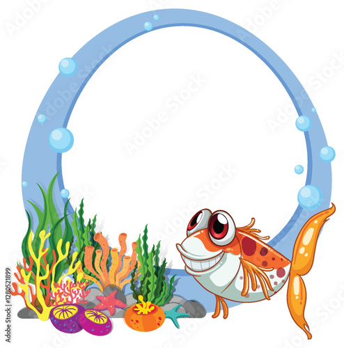 Colorful Underwater Scene with Happy Fish