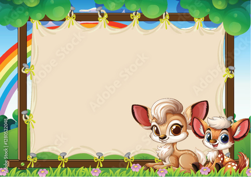 Cute Deer in a Forest Frame
