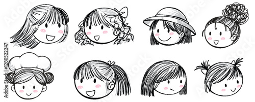 Diverse Hairstyles of Happy Girls