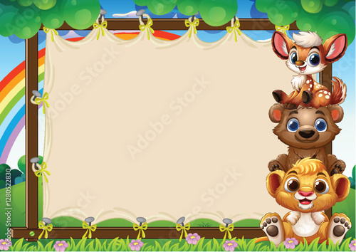 Cute Animal Friends in Nature Scene