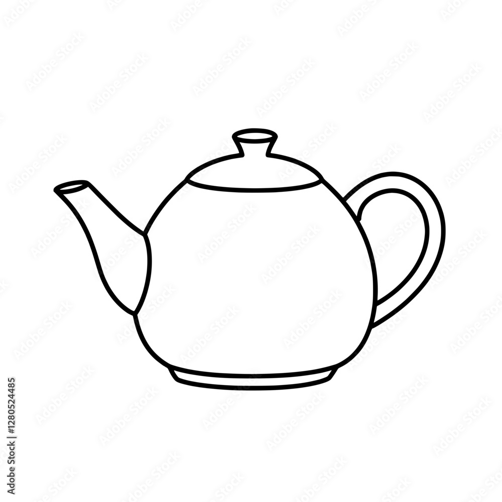 Elegant Teapot Illustration: A simple, yet elegant line drawing of a classic teapot, perfect for conveying a sense of calmness, tranquility, and the joy of a simple, comforting beverage. Elegant Teapot Illustration: A simple, yet elegant line drawing of a classic teapot, perfect for conveying a sense of calmness, tranquility, and the joy of a simple, comforting beverage.