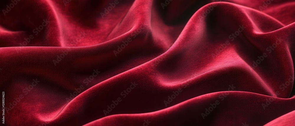 Obraz premium Luxurious Deep Red Velvet Fabric with Soft Texture and Flowing Drapes