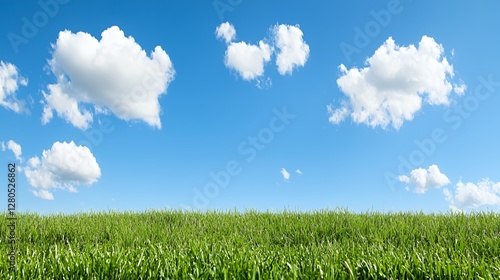 Bright Blue Sky Over Lush Green Field