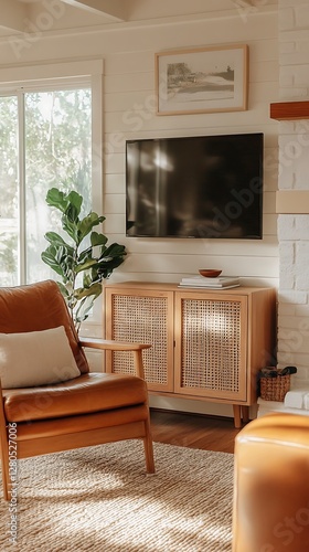 Cozy Living Room Corner, TV, Cabinet, Artwork