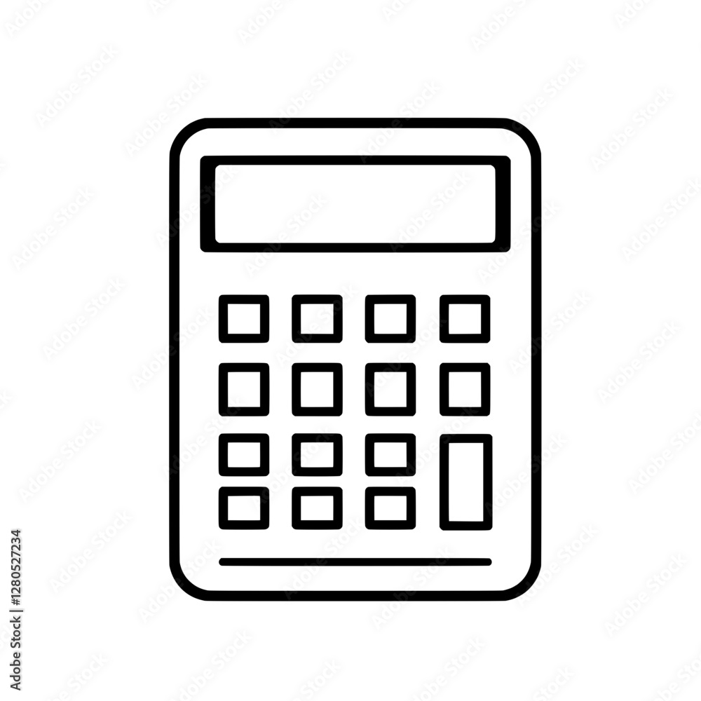 Mathematics on Display: A simple outline of a calculator, ready for calculations, embodies the essence of technology, numbers, and financial planning. Mathematics on Display: A simple outline of a calculator, ready for calculations, embodies the essence of technology, numbers, and financial planning.