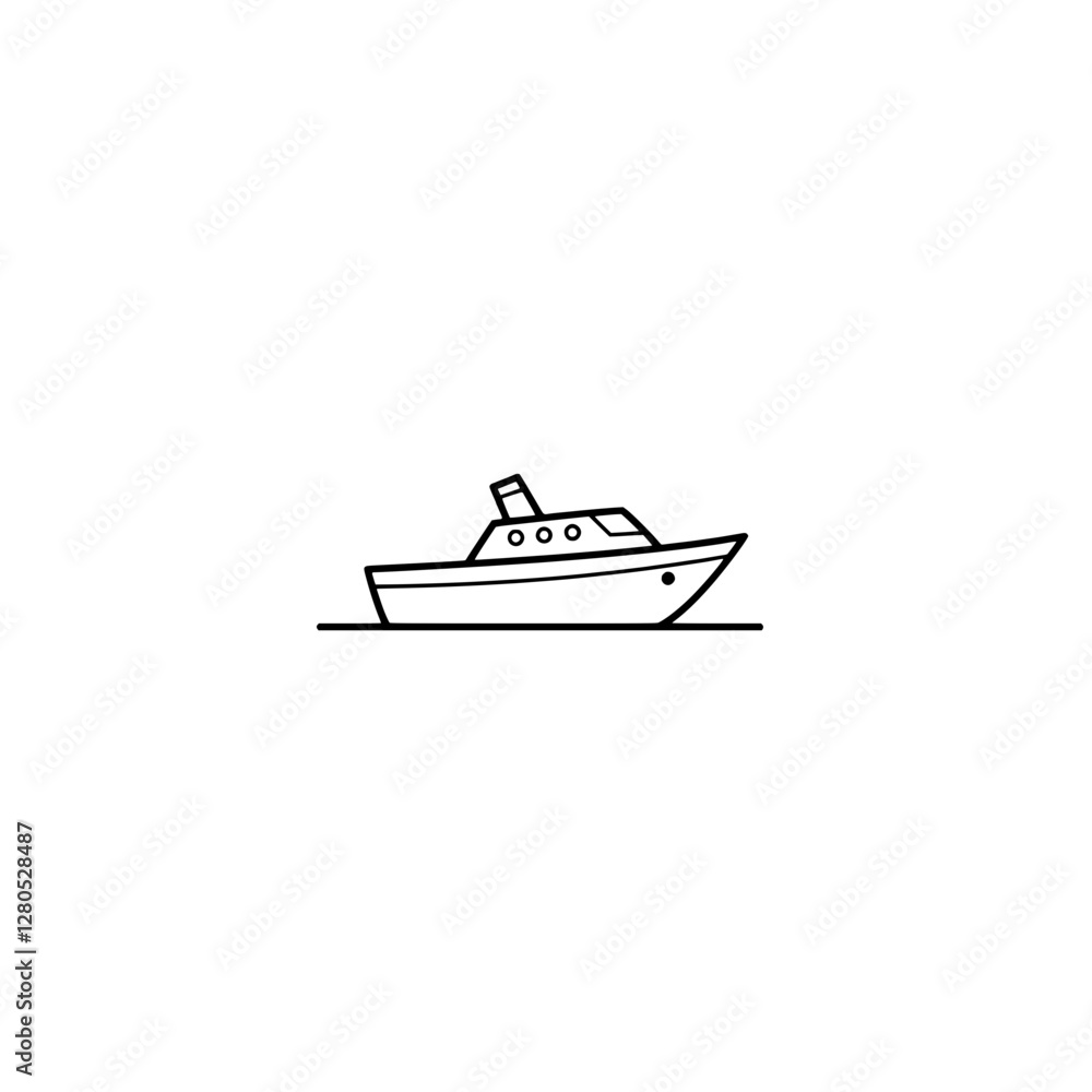 Simple Yacht Illustration: A minimalist line drawing of a sleek yacht gliding over calm waters, capturing the essence of leisure and maritime elegance. Simple Yacht Illustration: A minimalist line drawing of a sleek yacht gliding over calm waters, capturing the essence of leisure and maritime elegance.