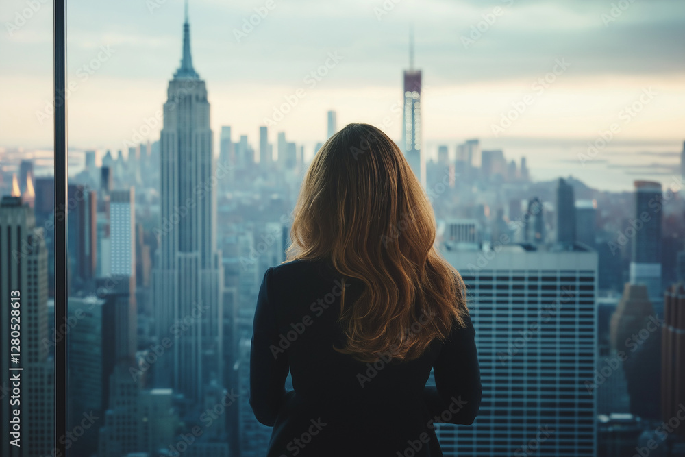 Fototapeta premium Businessman looking at the city skyline thinking about the future