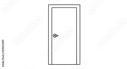 Simplified Door: An austere outline of a closed door, conveying a sense of minimalism, simplicity, and architectural clarity.