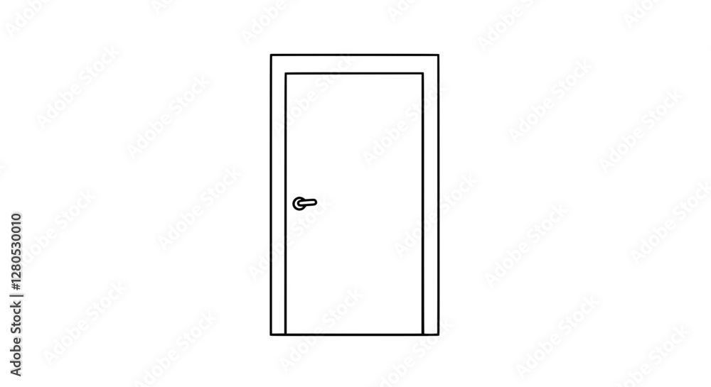 Doorway to Potential: A minimalist line drawing of a closed door, suggesting entrance, exit, and opportunity, with clean lines and a sleek design. Doorway to Potential: A minimalist line drawing of a closed door, suggesting entrance, exit, and opportunity, with clean lines and a sleek design.