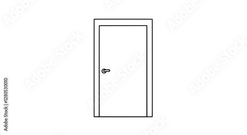 Doorway to Potential: A minimalist line drawing of a closed door, suggesting entrance, exit, and opportunity, with clean lines and a sleek design.