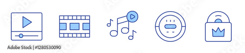 video player, video, live, cd player, vinyl. Multimedia Icon vector illustration. Line Duotone style. Editable stroke