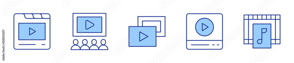 video, content, video player, music video. Multimedia Icon vector illustration. Line Duotone style. Editable stroke video, content, video player, music video. Multimedia Icon vector illustration. Line Duotone style. Editable stroke