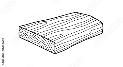 Wood Grain Sketch: A simple, high-angle sketch of a wooden plank. The focus is on the texture. 