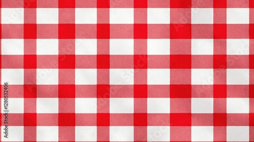 Red and white gingham fabric cloth background, picnic